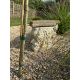 Two reconstituted stone benches, one curved, width 110cm, height 40cm, the other straight, width - Image 4 of 6