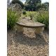 Two reconstituted stone benches, one curved, width 110cm, height 40cm, the other straight, width - Image 1 of 6