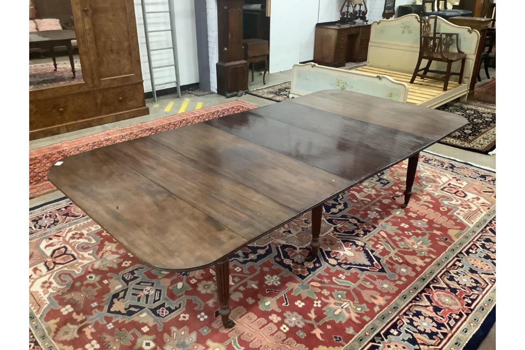 A Regency Gillows style mahogany extending dining table, 276cm extended, three spare leaves, depth - Image 3 of 3
