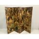 A Victorian four fold scrap screen, each panel width 57cm, height 186cm. Condition - fair to good - Image 1 of 2