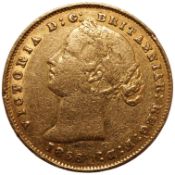 Australia gold coins, one gold sovereign 1866, Sydney mint, edge wear, about VF