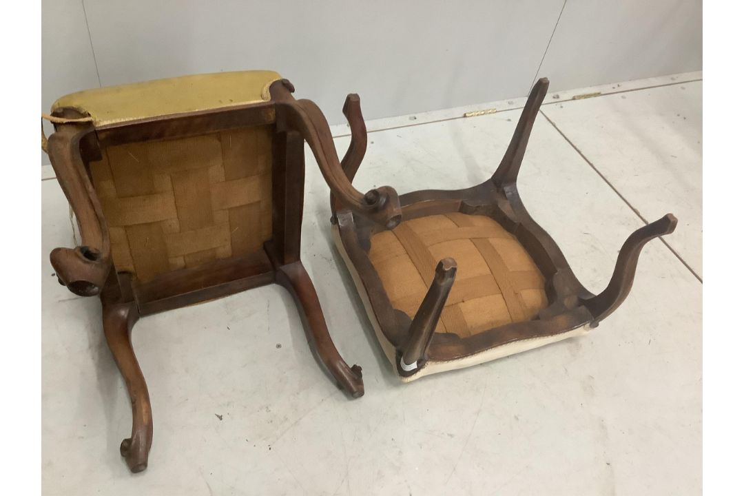 Two Victorian rosewood and mahogany dressing stools, largest width 42cm, height 42cm. Condition - - Image 2 of 2