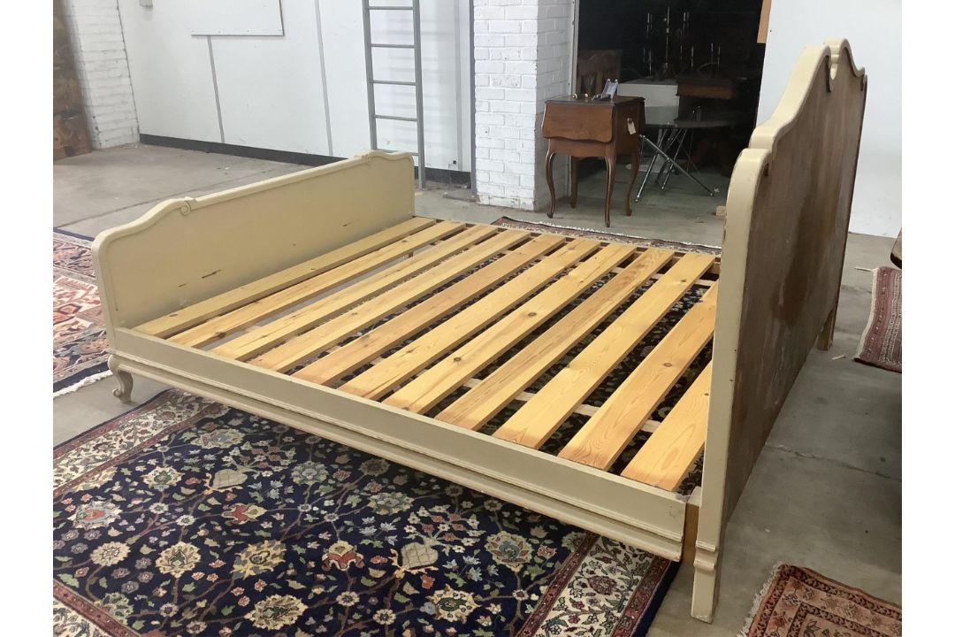 A Louis XVI style painted bed frame, width 171cm, length 201cm, height 120cm. Condition - fair - Image 3 of 3