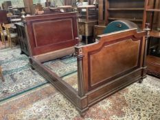 A Napoleon III brass mounted mahogany double bedframe, width 148cm, length 210cm, height 150cm.