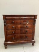 A Victorian mahogany Scottish chest, width 122cm, depth 54cm, height 132cm. Condition - fair to