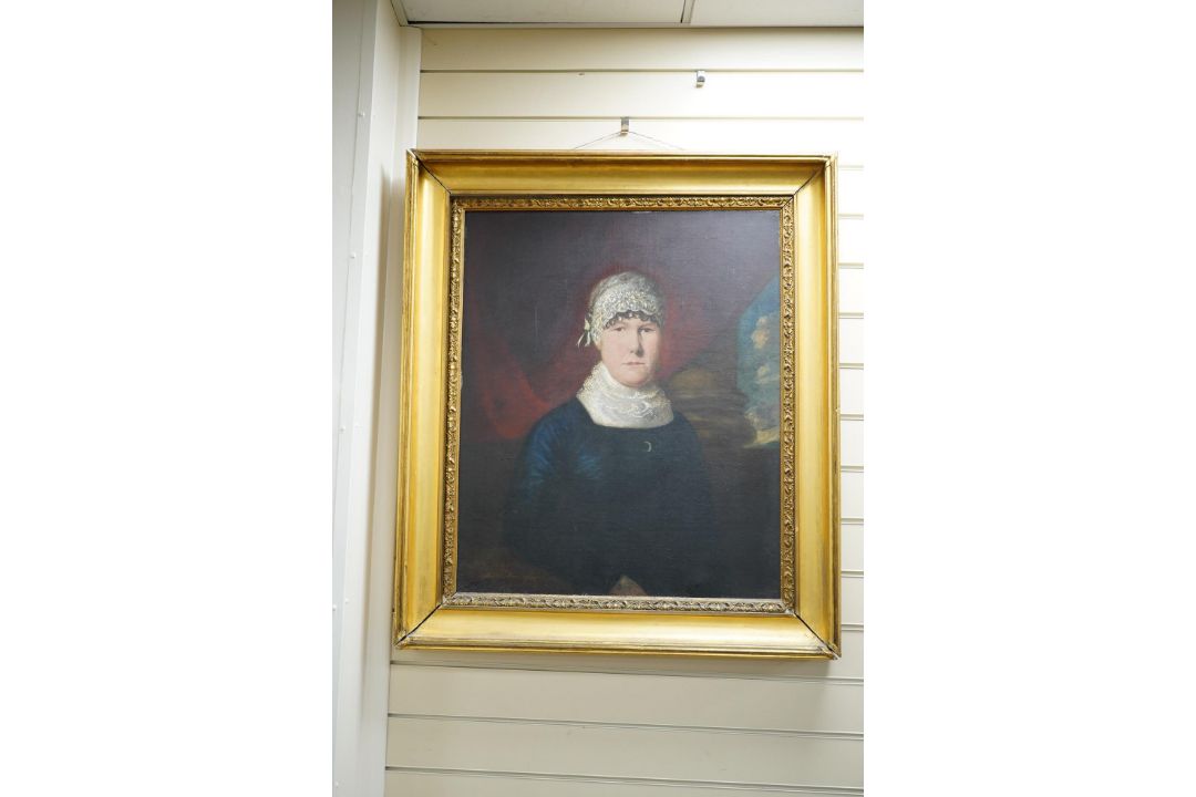 Attributed to Ozias Humphry (1742-1810), oil on canvas, portrait of a lady, label verso, 75 x - Image 2 of 2