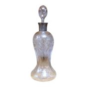 An Art Nouveau silver mounted Stourbridge glass decanter, engraved with stylised flowers, John