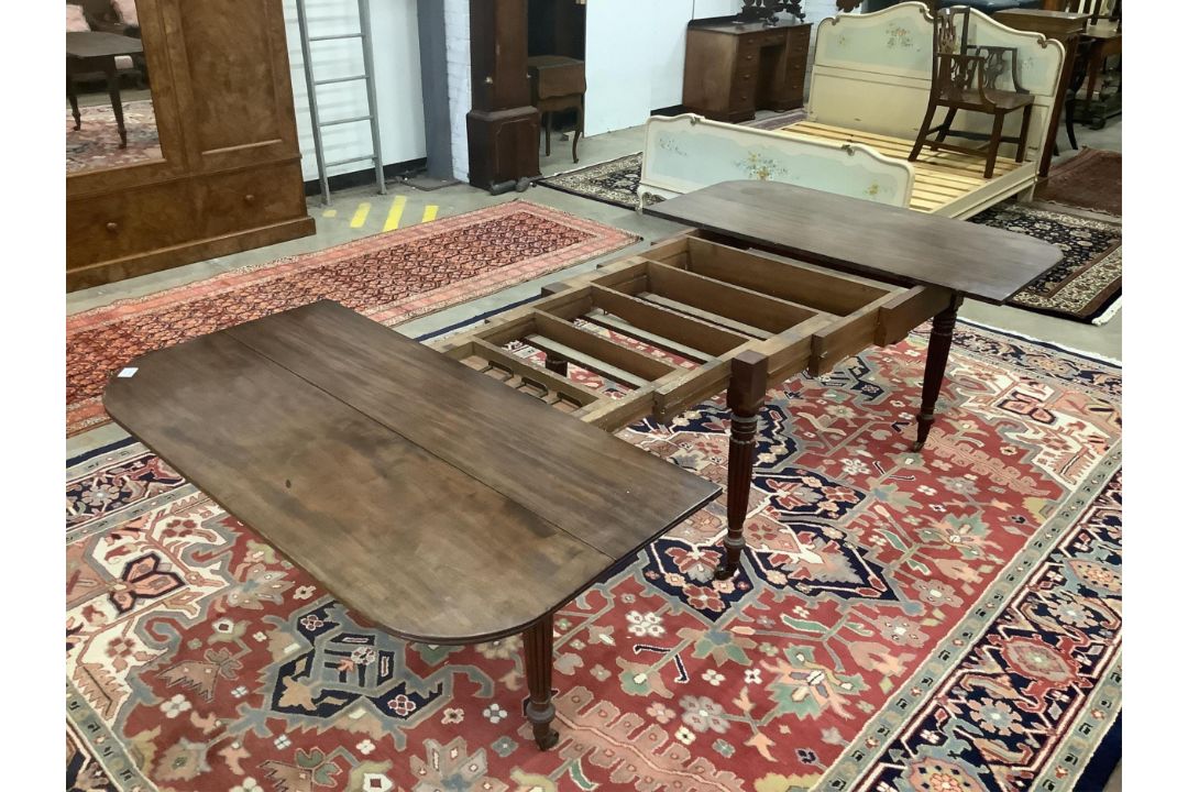 A Regency Gillows style mahogany extending dining table, 276cm extended, three spare leaves, depth - Image 2 of 3
