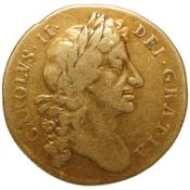British gold coins, Charles II gold two guineas, 1677, S.3335, edge nicks and wear otherwise fine
