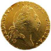 British gold coins, George III, gold half guinea 1798, about fine