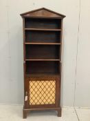 A Regency style mahogany open bookcase, width 60cm, depth 26cm, height 166cm. Condition - fair