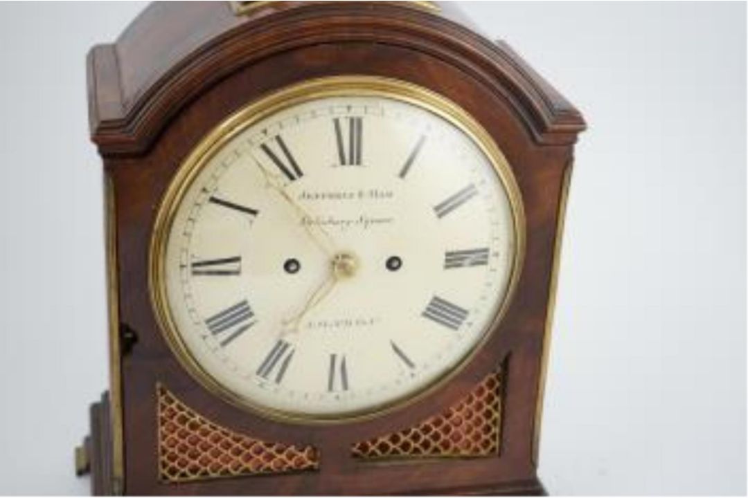 Jefferys & Ham, Salisbury Square, London. A George III eight day repeating bracket clock in arched - Image 3 of 6