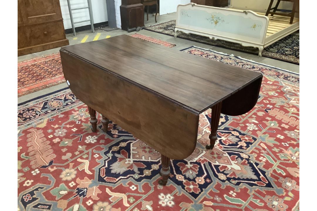A Regency Gillows style mahogany extending dining table, 276cm extended, three spare leaves, depth - Image 1 of 3