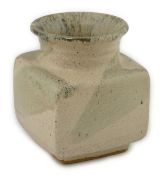 Pierre Culot (Belgian, 1938-2011), a square stoneware vase, with mottled grey beige glaze, impressed