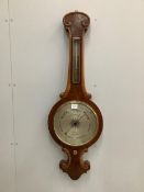 P. Cattaneo, High Street, Croydon. An early Victorian flamed mahogany wheel barometer, height 114cm.