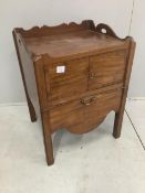 A George III mahogany tray top commode, width 57cm, depth 52cm, height 76cm. Condition - poor to