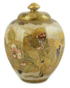 A Japanese Satsuma ‘Shichi-fuku-Jin’ octagonal jar and cover, Meiji period, painted with the Seven