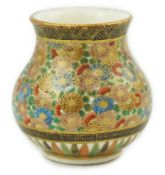 A Satsuma ‘millefleur’ miniature vase, by Kinkozan, early 20th century, painted with multiple
