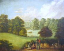 Late 18th century English School Cavalry officers in parklandoil on canvas102 x 127cm Oil on
