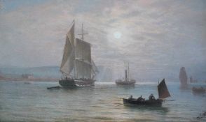 Isaac Walter Jenner (British, 1836-1902) Shipping off Newhaven harbour, Sussex, c.1880oil on