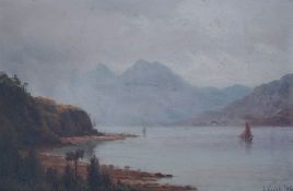 John Gibb (British, 1831-1909) 'No.9 Rocks Bay near Picton, Queen Charlotte Sound', New Zealandoil