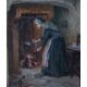 Ralph Hedley (British, 1851-1913) Interior with old woman at the hearthoil on canvassigned and dated - Image 1 of 5