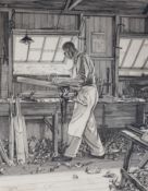 § § William Washington (English, 1885-1956) The Cricket Bat Makerdrypoint etchingsigned and dated