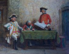 Alfred Holst Tourrier (English, 1836-1892) 'A Report to Headquarters'oil on boardsigned19 x 24cm