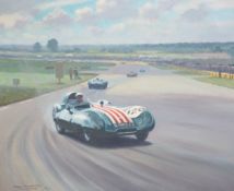 § § Roy Nockolds (English, 1911-1979) 1957 Goodwood Chichester Cup motor racing scene with Lotus