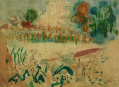 § § John Piper (British, 1903-1992) 'Vineyard - Graves 1958'ink, watercolour and oil pastel on