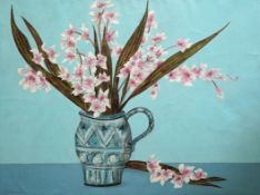 Geoffrey Robinson (English, b.1945) Still life of orchids in a vaseoil on canvassigned60 x 80cm