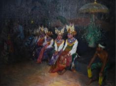 § § Terence Tenison Cuneo (British, 1907-1996) 'The Dancers in Bangkok'oil on canvas boardsigned and