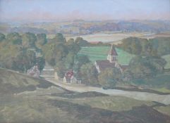 William Dacres Adams (English, 1864-1951) Offham Church near Lewesoil on canvassigned30 x 40cm