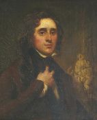 Early 19th century English School Half length portrait of a young manoil on panel21 x 17cm Oil on
