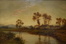 Daniel Sherrin (British, 1868-1940) Riverscape at SunsetOil on canvasSigned50 x 75cm PLEASE NOTE:-