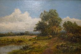 Daniel Sherrin (British, 1868-1940) Summers Day, Sheep-PondOil on canvasSigned50 x 75cm PLEASE