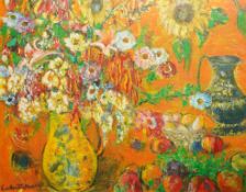 Guillemette Morand (French, 1913-1989) '.... de Cuivre rouge'oil on canvassigned and inscribed