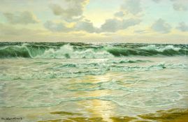 Patrick von Kalckreuth (German, 1882-1970) Waves breaking on the shoreoil on canvassigned60 x 90cm