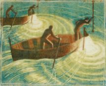 § § Margaret Helen Barnard (British, 1900-1992) Night Fishinglinoleum cut printed in colours on