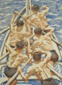 § § Margaret Barnard (British, 1900-1992) The Oarsmen Positano, c.1930linoleum cut printed in