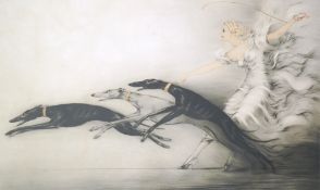 Louis Icart (French, 1888-1950) 'Vitesse'hand coloured drypoint etchingsigned in pencil38 x 62cm,