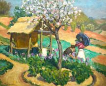 French School Tulip pickers in a landscapeoil on canvasindistinctly signed59 x 48cm PLEASE NOTE:-