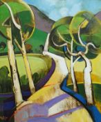 § § Geoffrey Key (English, b.1941) 'Trees & Shadows'oil on canvassigned and dated ‘0160 x 50cm