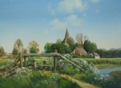 § § Frank Wootton (English, 1914-1998) Coombe House, Alfriston Churchoil on canvassigned30 x 41cm