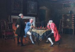 Margaret Dovaston (British, 1884-1954) 'The Chess Match'oil on canvassigned and dated 192745 x