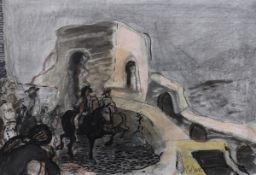 § § John Piper (British, 1903-1992) Horses and riders in Southern Spain, c.1950ink, watercolour