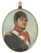 Frederick Buck (1771-1840) Miniature portrait of an army officerwatercolour on ivorywearing a blue