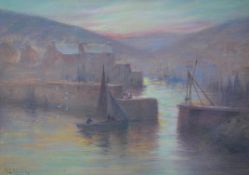 Herbert E. Butler (English, 1861-1931) 'The haven under the hill, evening'oil on boardsigned25 x