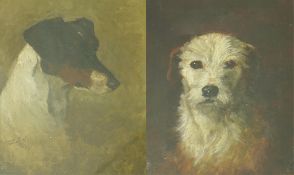 Savile Lumbley Flint (fl.1880-95) Study of a fox terrier and a rough coated terrieroils on canvasone