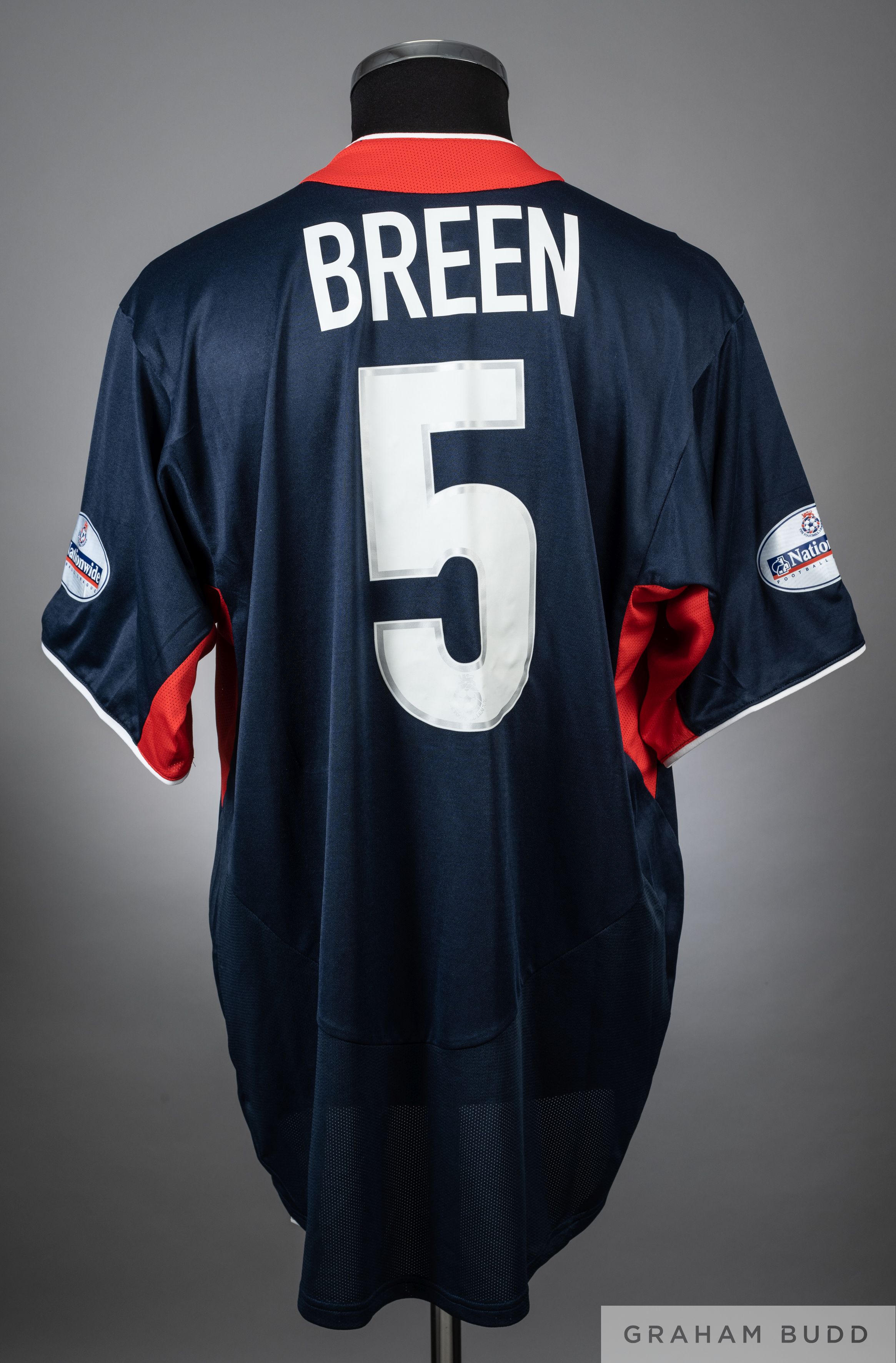 Gary Breen blue and red No.5 Sunderland short-sleeved shirt, 2003-03 - Image 2 of 2